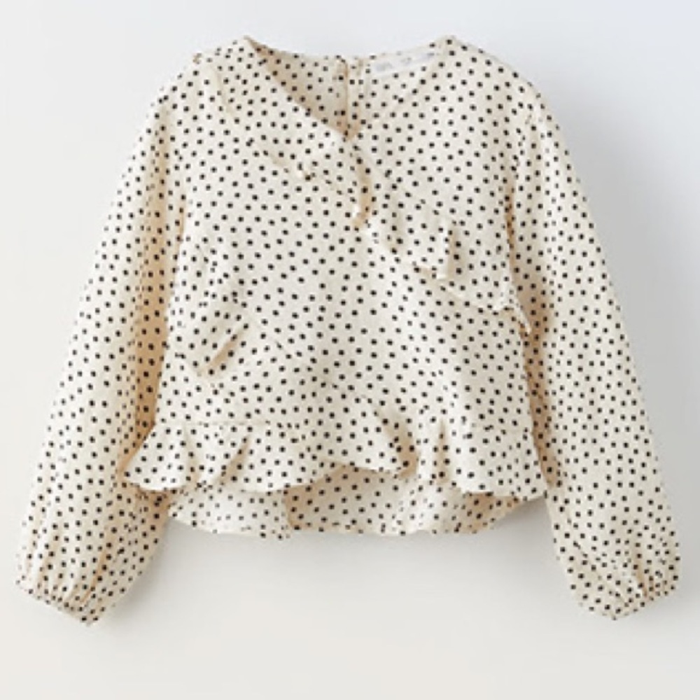 Zara girls cream Polka Dot Blouse 13/14Y